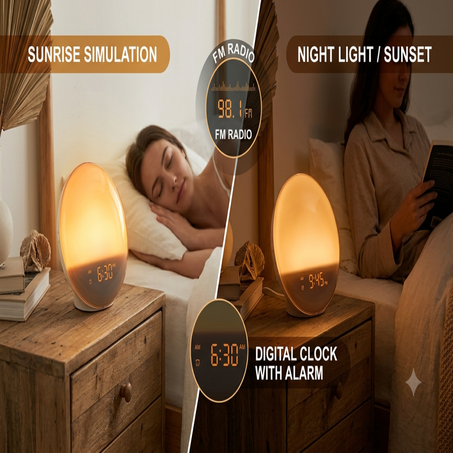 Smart Sunrise Alarm Clock with FM Radio