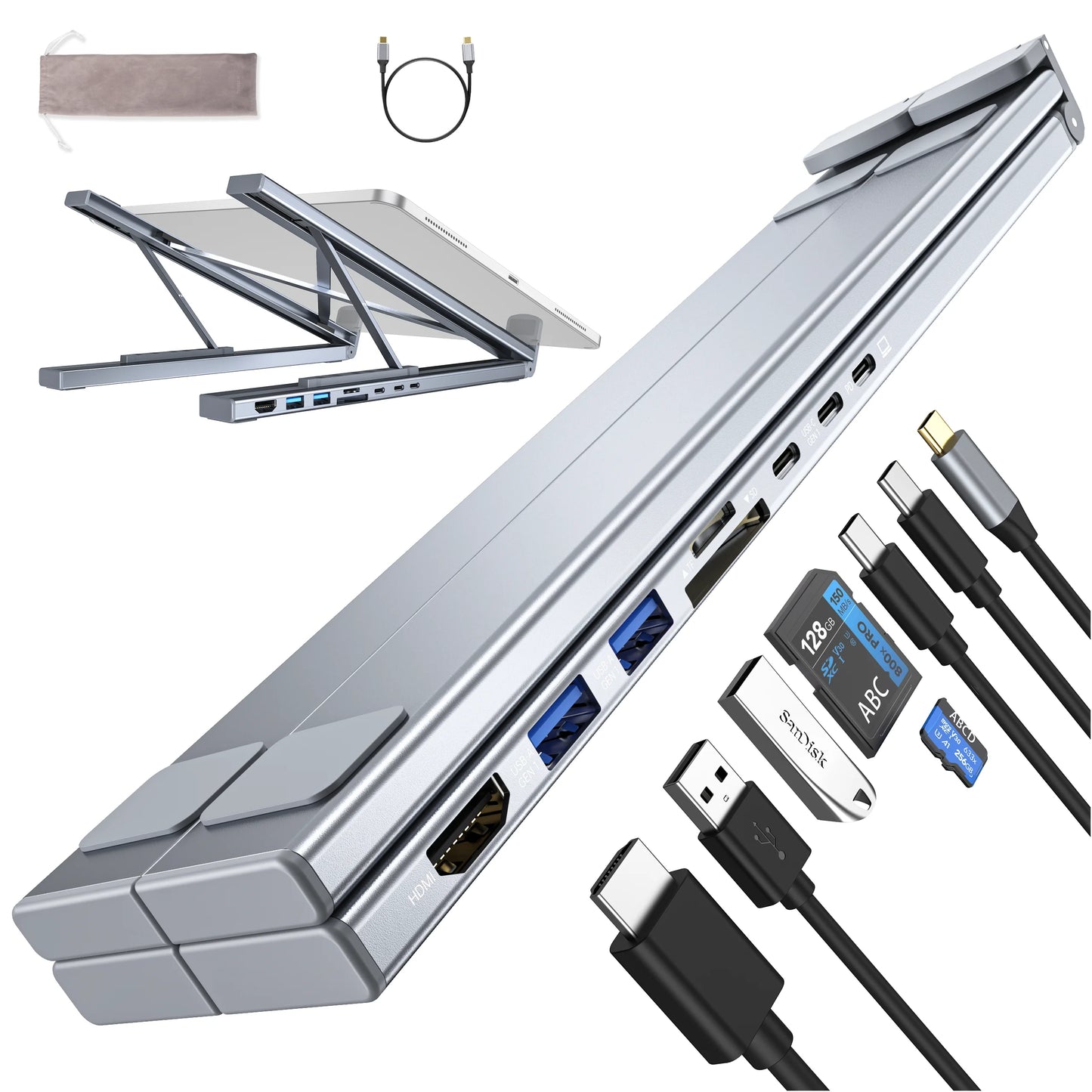 8 in 1 USB C Laptop Docking Station Stand with USB C, 2 USB 3.1, SD TF Card Ports,Pd 100W, Universal Docking Station for Macbook