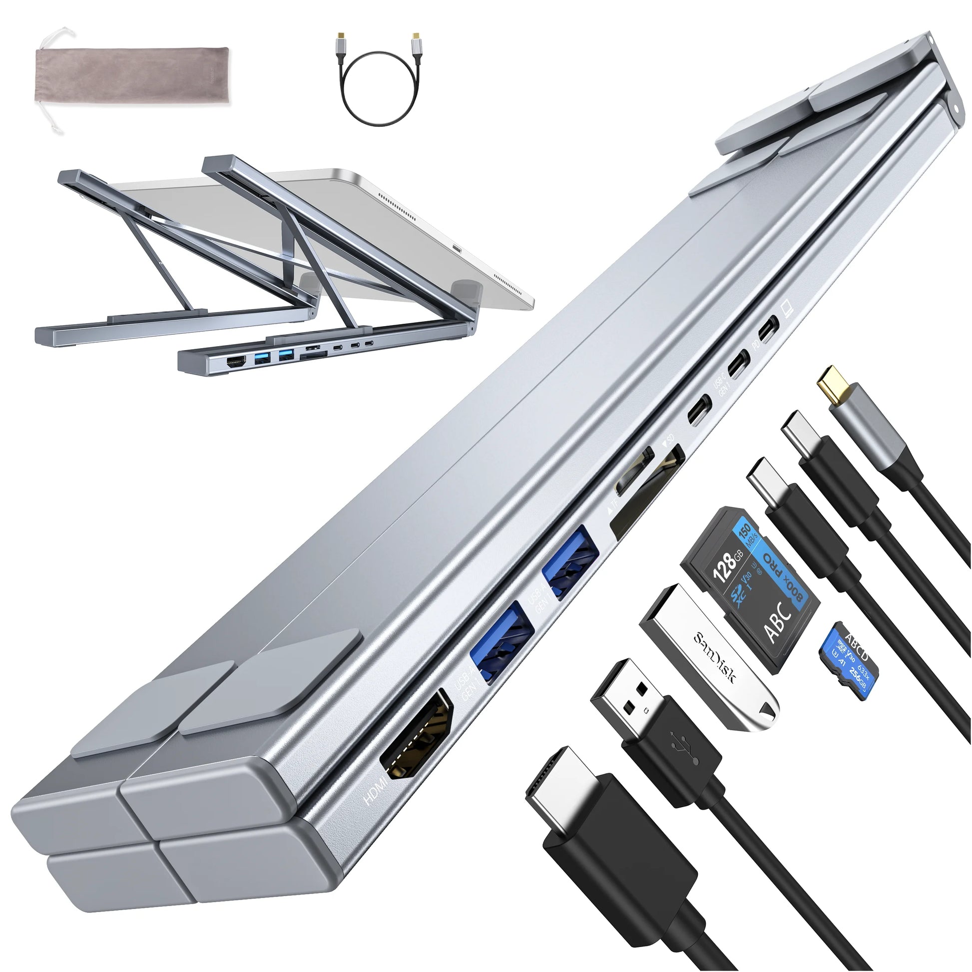 8 in 1 USB C Laptop Docking Station Stand with USB C, 2 USB 3.1, SD TF Card Ports,Pd 100W, Universal Docking Station for Macbook